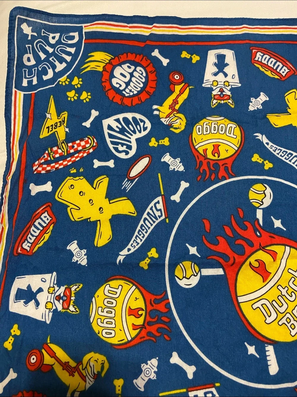 Dutch Bros Navy Blue Bandana with Yellow & Red Accents